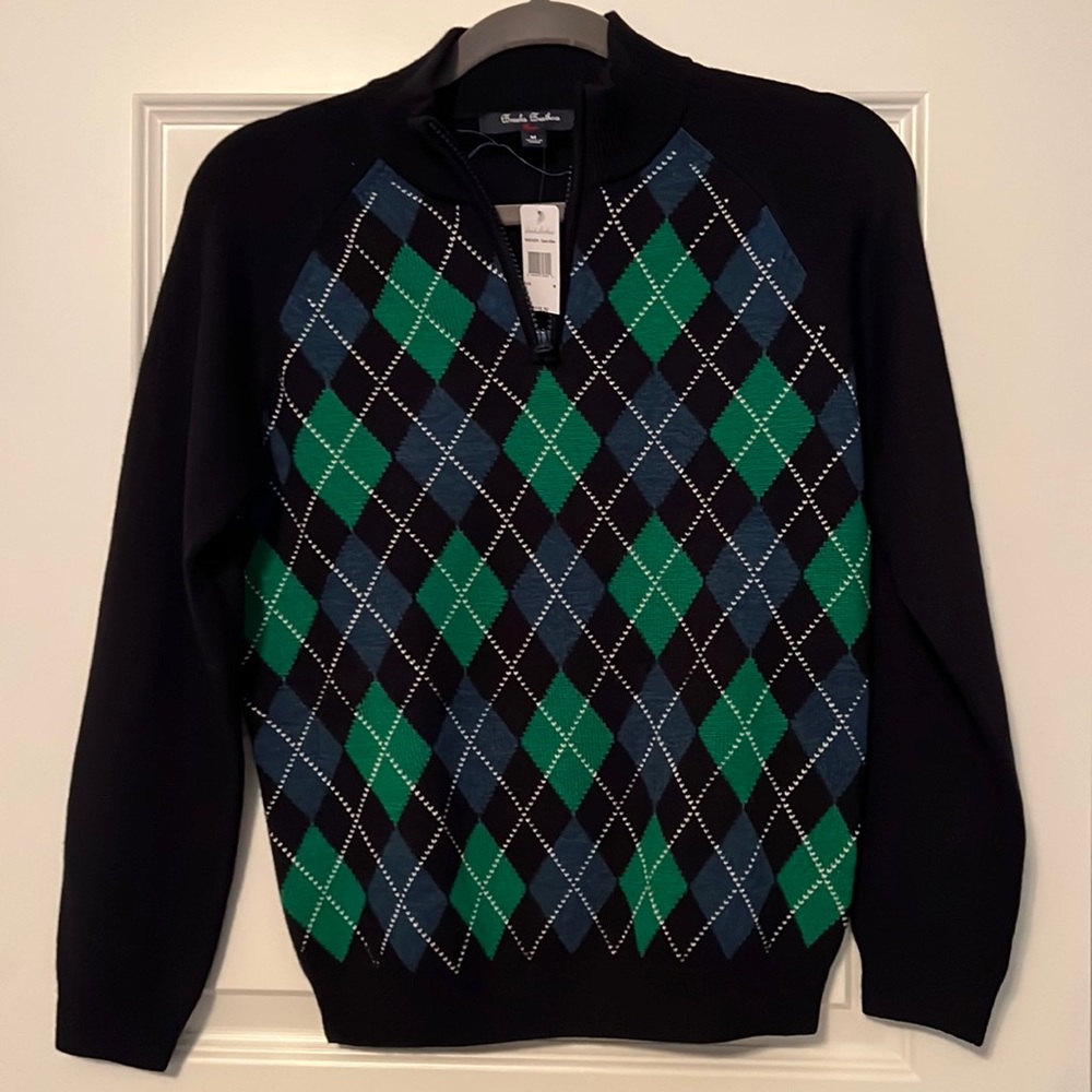 Brooks Brothers Boy’s Navy & Green Argyle Sweater